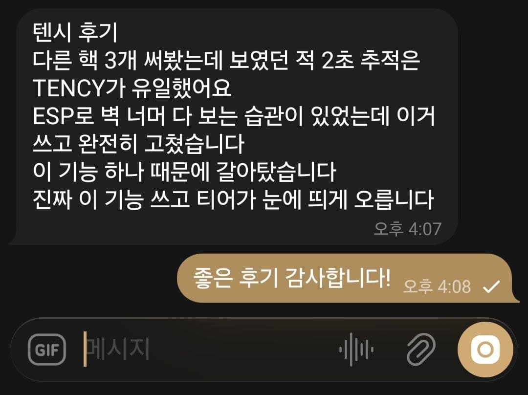 보였던 적 2초 추적
